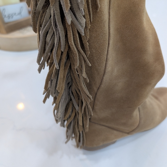 Aldo Tan Fringe Suede Knee-High Boots - Picture 4 of 7